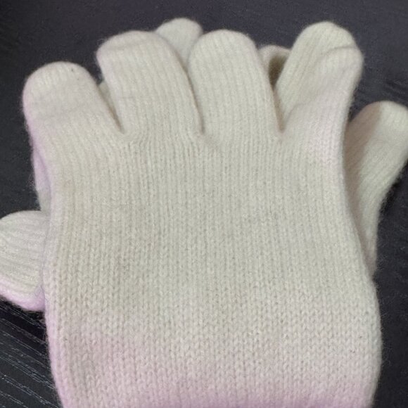 Sutton Studio 100% Cashmere Womens Ivory Knit Gloves Long Ribbed Cuff One Size - Picture 5 of 9
